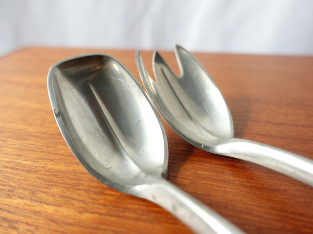 PEWTER SALAD SERVERS