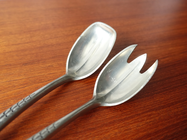 PEWTER SALAD SERVERS