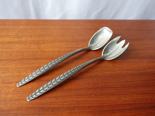 PEWTER SALAD SERVERS