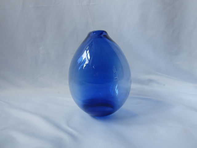BUBBLE BLUE GLASS VASE L