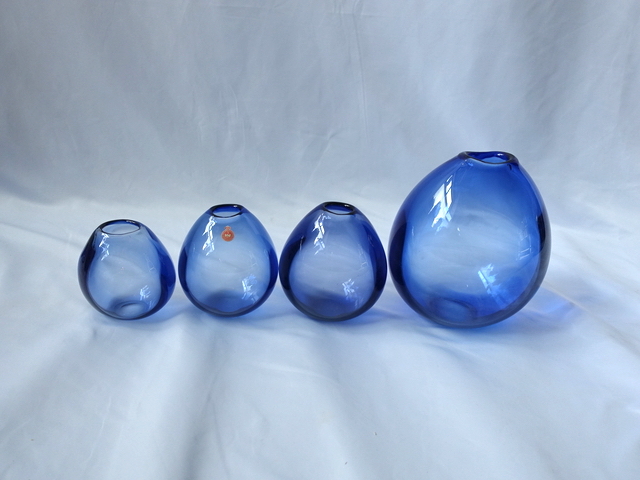 BUBBLE BLUE GLASS VASE L